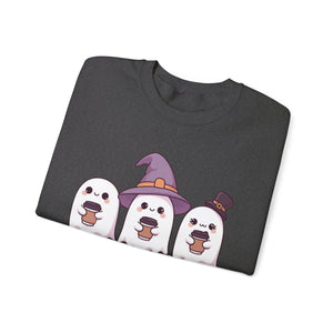 Cutie Halloween Coffee Ghosts Crewneck Sweatshirt